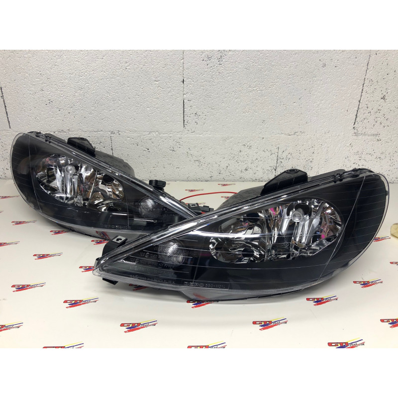 Phares à fond noir Peugeot 206 H4 et H7