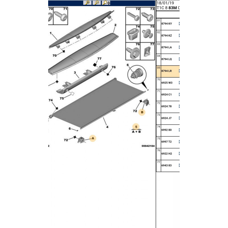Capteur tendelet tiré Peugeot 206 CC